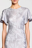 Robe Midi Gris Imprimer Fourreau Col Bateau