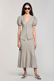 Robe Longue Gris Trapèze Col V