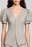 Robe Longue Gris Trapèze Col V