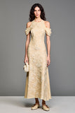 Robe Longue Jaune Satin Trapèze