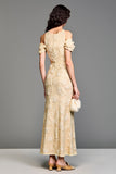 Robe Longue Jaune Satin Trapèze