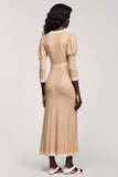 Robe Longue Abricot Trapèze Col V