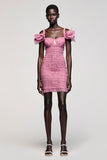 Robe Mini Rose Fourreau Bretelles Spaghetti