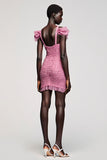 Robe Mini Rose Fourreau Bretelles Spaghetti