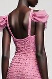 Robe Mini Rose Fourreau Bretelles Spaghetti
