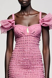 Robe Mini Rose Fourreau Bretelles Spaghetti