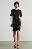 Robe Mini Noir Trapèze Col Bijou