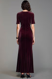 Robe Longue Noir Velours Trapèze Col Carré