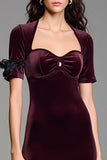 Robe Longue Noir Velours Trapèze Col Carré