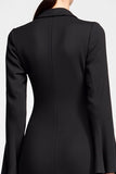 Robe Midi Noir Satin Fourreau Avec Col