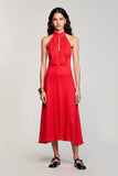 Robe Longue Rouge Tulle Trapèze Licou