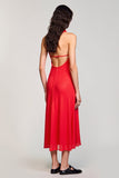 Robe Longue Rouge Tulle Trapèze Licou