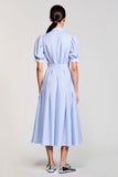 Robe Longue Bleu Trapèze Avec Col