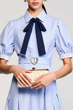 Robe Longue Bleu Trapèze Avec Col