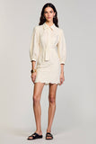 Robe Mini Ivoire Dentelle Fourreau Avec Col
