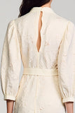 Robe Mini Ivoire Dentelle Fourreau Avec Col