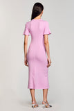 Robe Midi Fourreau Rose Col V
