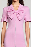Robe Midi Fourreau Rose Col V