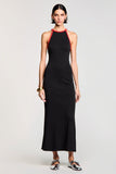 Robe Satin Noir Longue Fourreau Licou