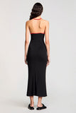 Robe Satin Noir Longue Fourreau Licou
