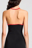 Robe Satin Noir Longue Fourreau Licou