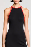 Robe Satin Noir Longue Fourreau Licou