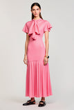 Robe Longue Rose Satin Trapèze