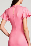 Robe Longue Rose Satin Trapèze