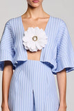 Robe Longue Bleu Satin Trapèze