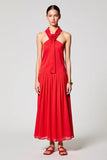 Robe Longue Rouge Trapèze Tulle Licou