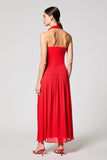Robe Longue Rouge Trapèze Tulle Licou