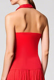 Robe Longue Rouge Trapèze Tulle Licou