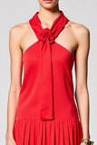 Robe Longue Rouge Trapèze Tulle Licou