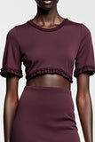 Robe Longue Rouge Foncé Satin Fourreau Col Bijou