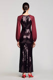 Robe Longue Noir Paillette Fourreau Col Bijou
