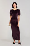 Robe Longue Noir Velours Fourreau Ras De Cou