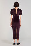 Robe Longue Noir Velours Fourreau Ras De Cou
