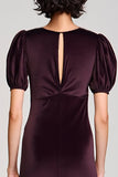 Robe Longue Noir Velours Fourreau Ras De Cou