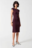 Robe Midi Rouge Foncé Satin Fourreau Col Bateau