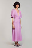 Robe Longue Violet Trapèze Col V