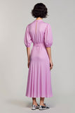 Robe Longue Violet Trapèze Col V