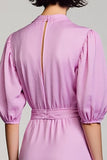 Robe Longue Violet Trapèze Col V