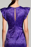 Robe Longue Violet Imprimer Fourreau Col Bijou