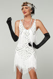 Rose Scintillant Abricot Moulant Encolure Dégagée Court 1920s avec Franges