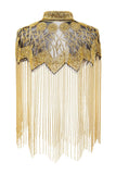 Scintillant Noir Doré Frangé Perlé 1920s Cape