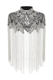 Scintillant Noir Doré Frangé Perlé 1920s Cape