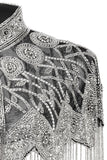 Scintillant Noir Doré Frangé Perlé 1920s Cape