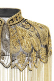 Scintillant Noir Doré Perlé Frangé 1920s Cape