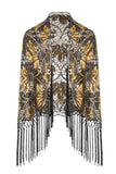 Scintillant Abricot Perlé Frangé 1920s Cape avec Paillettes