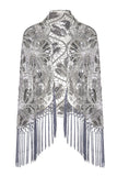 Scintillant Abricot Perlé Frangé 1920s Cape avec Paillettes